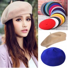 Fashion Mujer Girls Sweet Plain Beret Hat Wool Autumn Hats French Beret Winter  eb-68715968